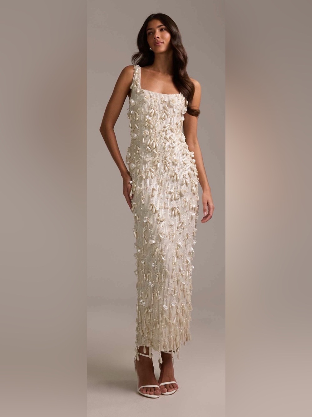 ASOS Pearl Encrusted Ivory Formal Dress